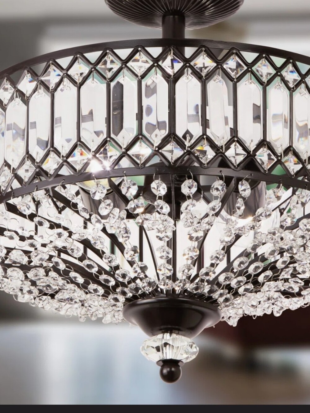 Kelly Clarkson Eyne Laurie 14.75" W 2-Light Dimmable Carved Crystal Semi Flush